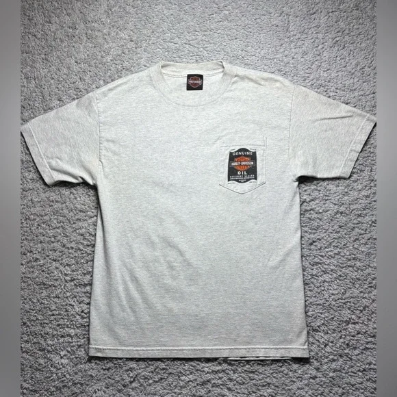 Harley Davidson Shirt Mens Medium Crewneck Tee Chest Pocket Genuine HD Motorcyle - Picture 2 of 7